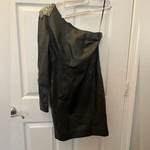 johanna johnson black leather dress size 6